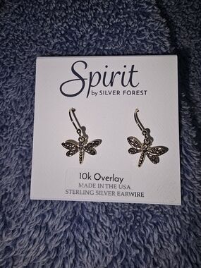 Silver Forest - Gold Overlay Curved Drop Earrings